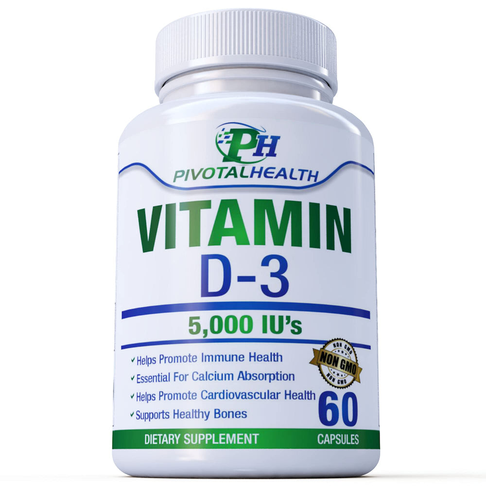 Vitamin D3 5,000 IU bottle sits beside Trebinase, emphasizing immune health and vitality.