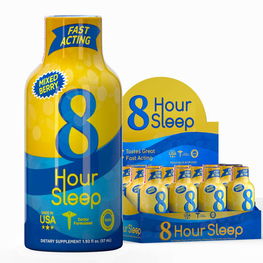 Vitamin Energy 8Hour Sleep Shot bottle promotes a calming mixed berry nighttime routine
