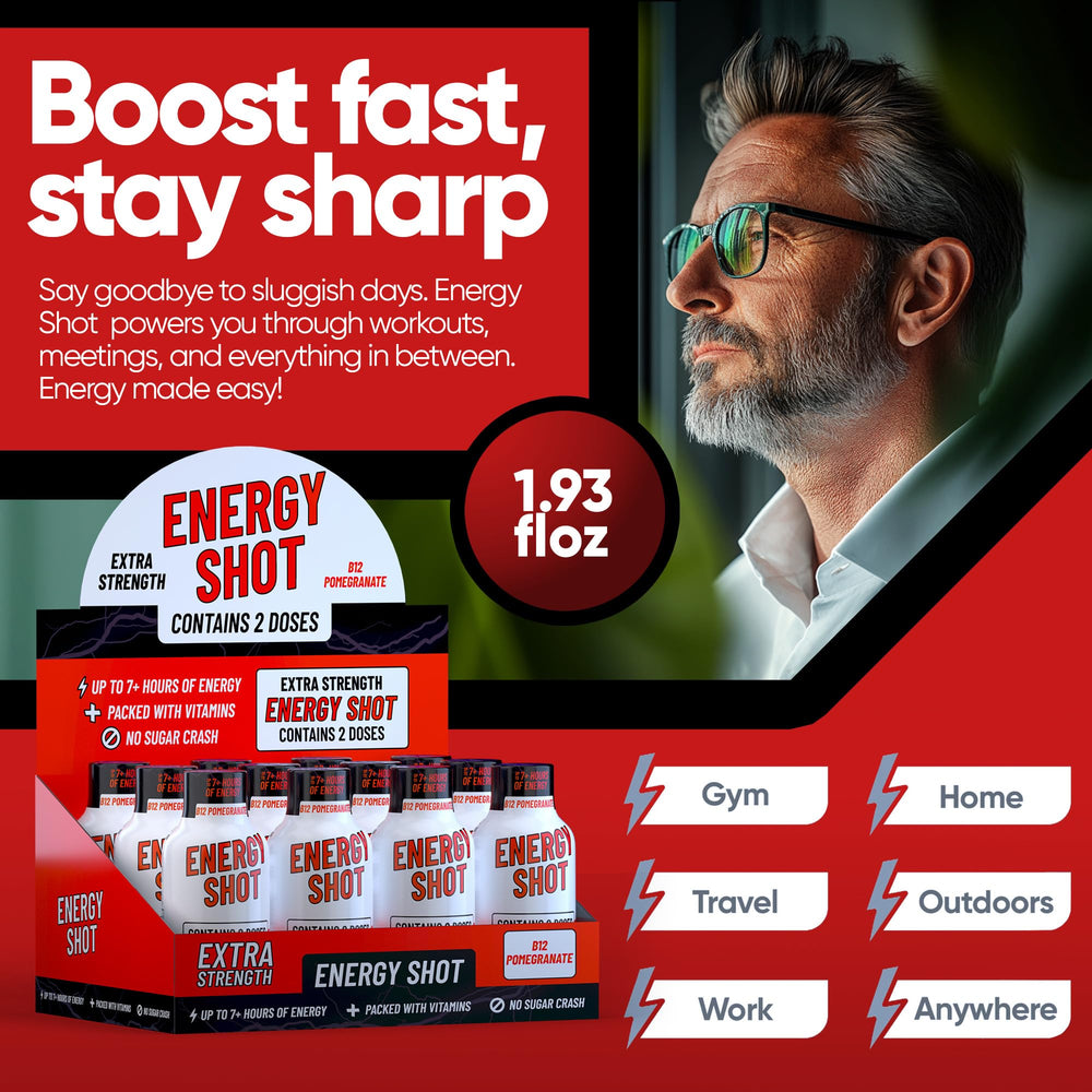 Vitamin Energy label and glass capture plant-based caffeine and B-vitamins fueling alertness