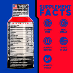 Vitamin Energy Burner+ Shot back view shows vegan and gluten-free labeling.