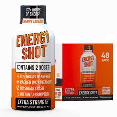Vitamin Energy Cherry Limeade shot bottle front with bold energy branding for quick alertness.