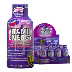 Vitamin Energy Focus+ Berry Shot bottle for quick, focused energy.
