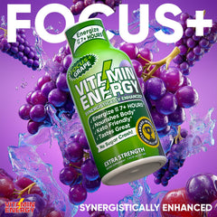 Vitamin Energy Focus+ grape flavor bottle in gym bag