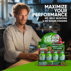 Vitamin Energy Focus+ grape shot on kitchen counter ready