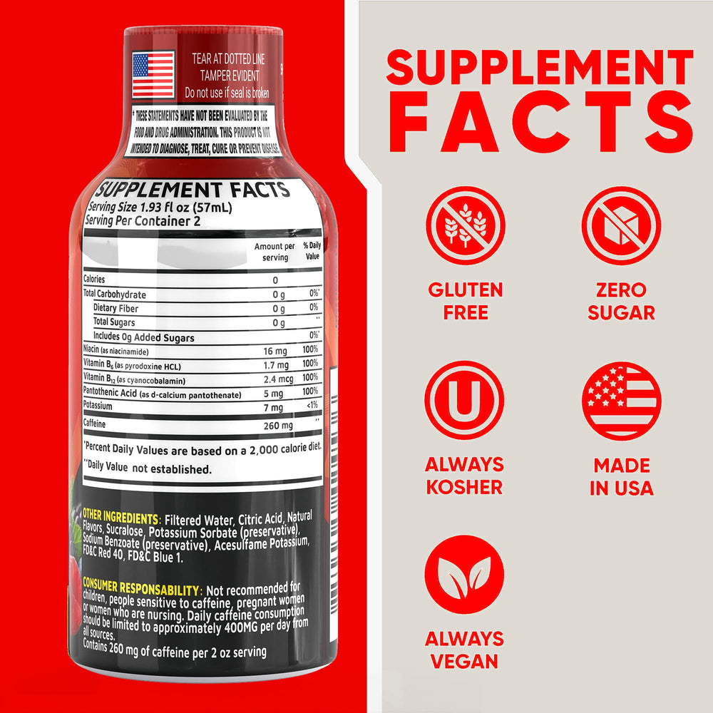 Vitamin Energy Fruit Punch energy shot being poured for on-the-go energy.