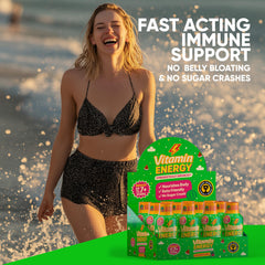 Vitamin Energy Immune+ glass with shot ideal for quick energy