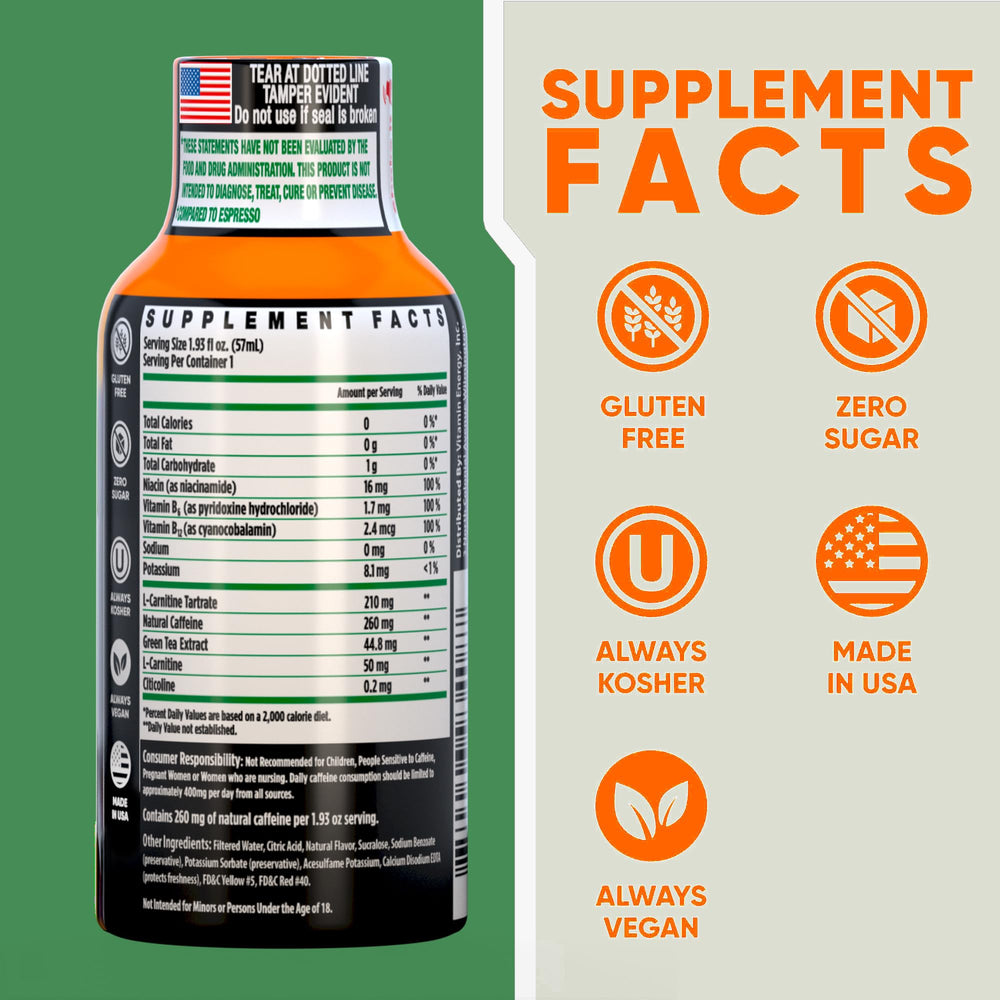 Vitamin Energy Immune+ Mango Shot 24-pack packaging for on-the-go use.