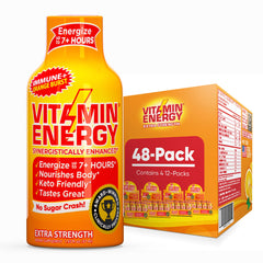 Vitamin Energy Immune+ Orange Burst bottle boosts morning energy and focus.