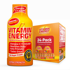 Vitamin Energy Immune+ Orange Burst bottle front for on-the-go energy.