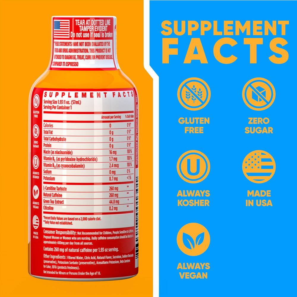 Vitamin Energy Immune+ Orange Burst 48-pack front shows convenient on-the-go energy.
