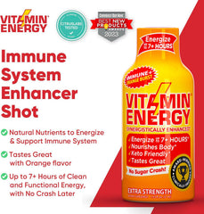 Vitamin Energy Immune+ Orange Burst travel-friendly shot for busy days.