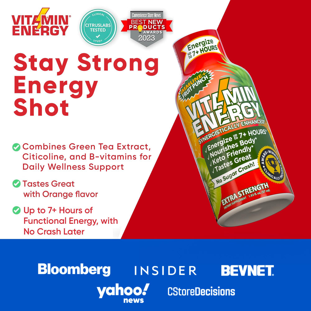 Vitamin Energy Immune+ bottle on a desk for study or work focus.