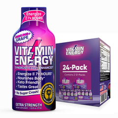 Vitamin Energy Immune+ grape shot pack front for on-the-go alertness.