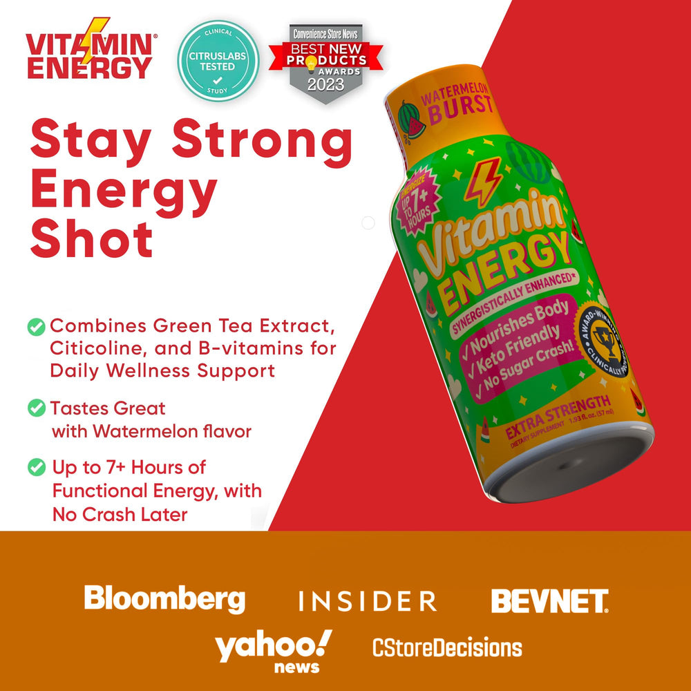 Vitamin Energy Immune+ Watermelon Burst pack demonstrates convenient 12-pack energy on the go