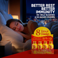 Vitamin Energy 8 Hour Sleep Shot ingredients label featuring melatonin, GABA, L-theanine for relaxation