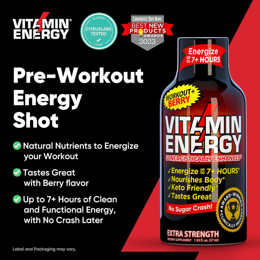 Vitamin Energy Berry flavor evokes refreshing energy for training sessions.