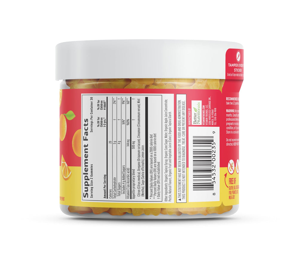 Vitamin Friends kids mealtime plate shows an appetite-friendly daily routine.