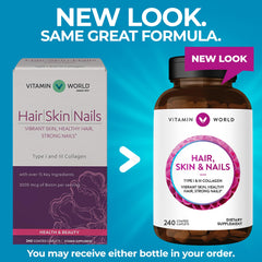 Vitamin World Type I and III collagen close-up suggesting daily skin care.