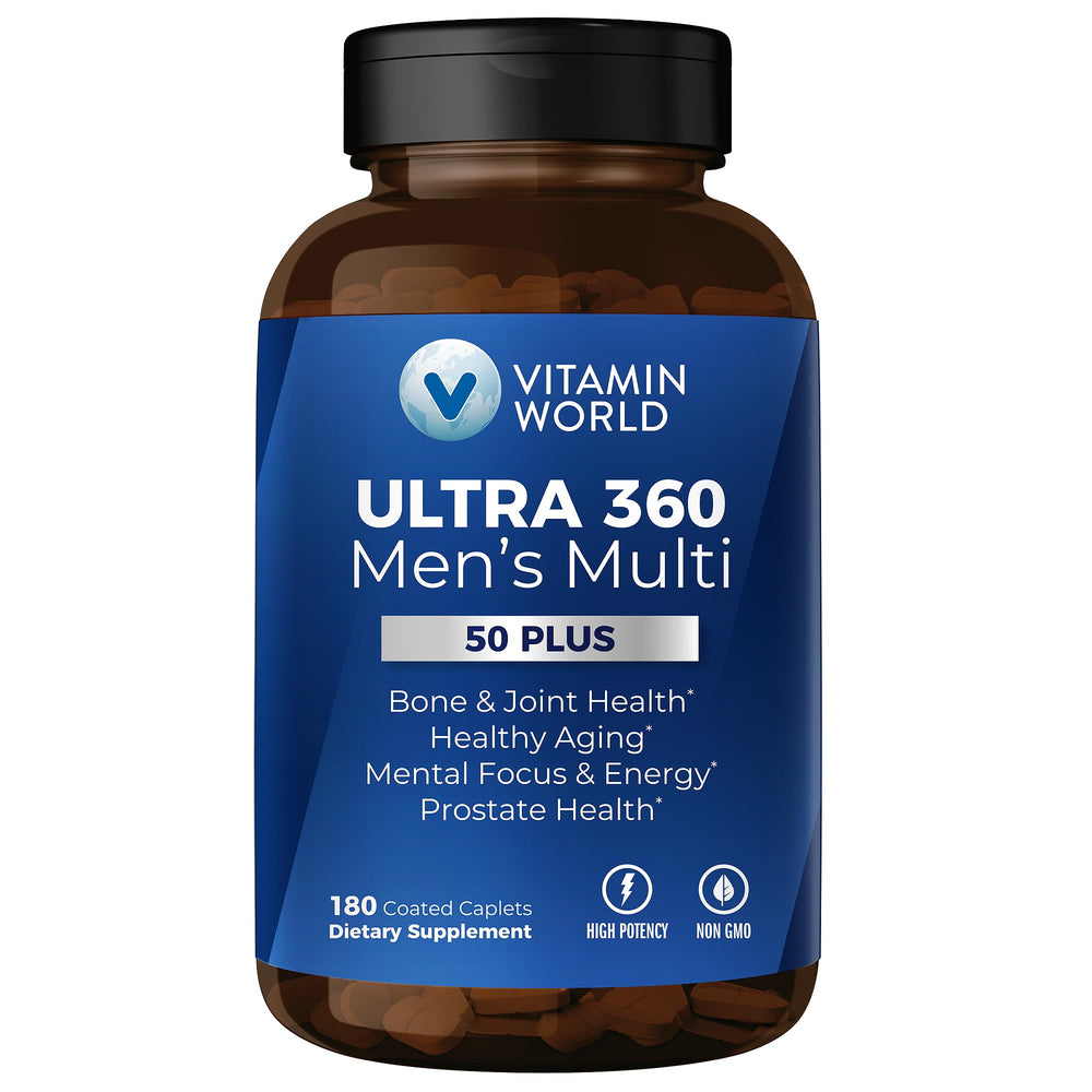 Vitamin World Ultra 360 50+ bottle for daily essential nutrients.