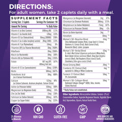 Vitamin World Ultra 360 Women 50+ caplets highlight daily energy and menopause support.