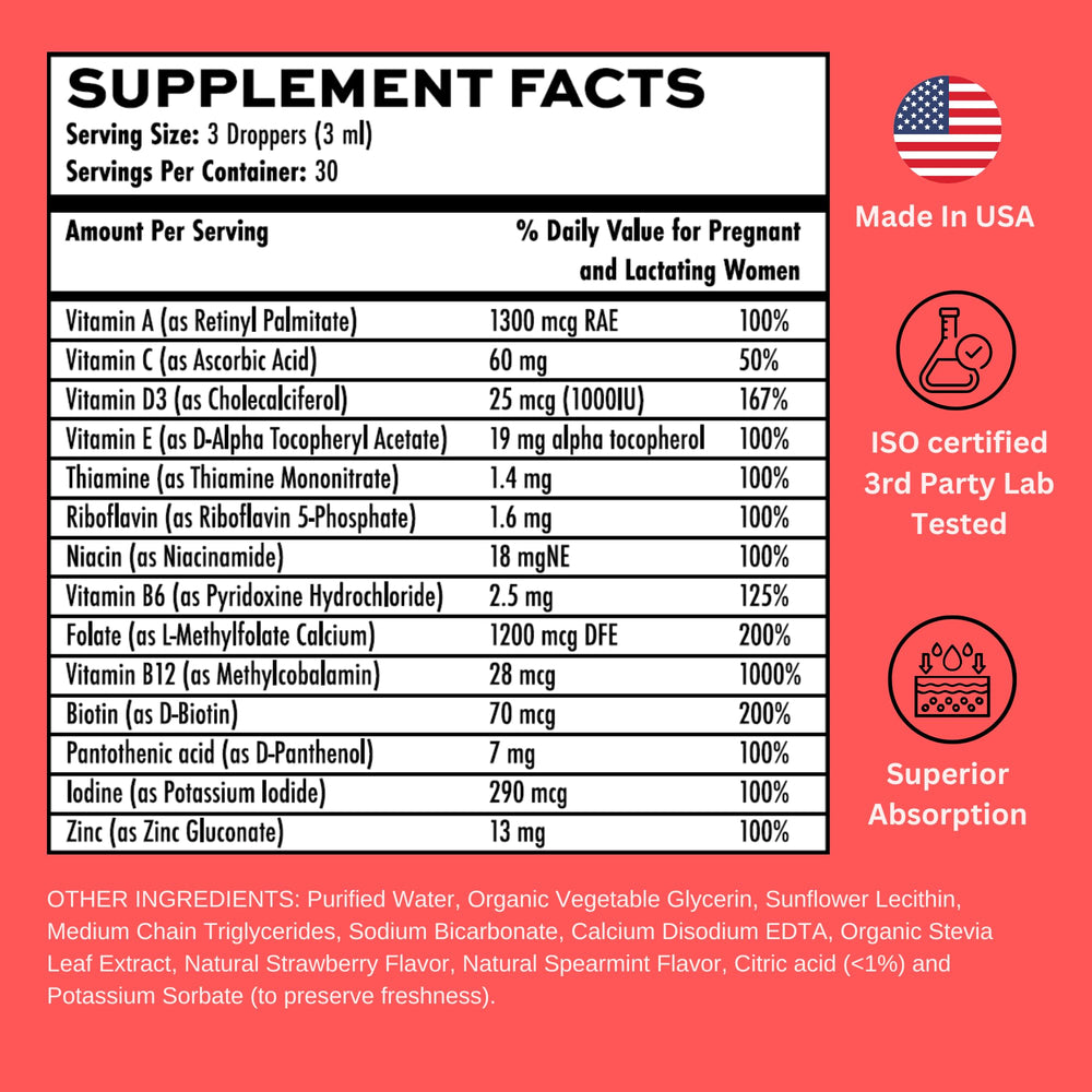 Vitaminally Liposomal Prenatal label highlights non-GMO and gluten-free attributes.