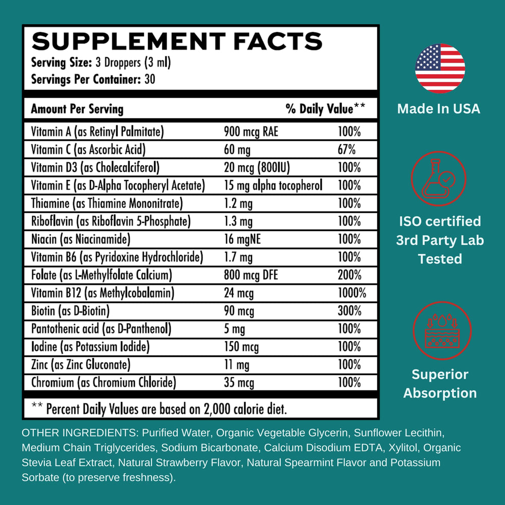 Vitaminally liposomal women's liquid multivitamin with vitamins A, C and E for skin and hair