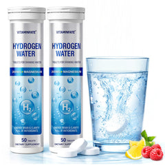 VITAMINFATE hydrogen tablets in a bottle for convenient daily hydration with magnesium.