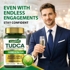 VITAMINFATE Tudca liver support capsules ready for daily intake and digestion support.