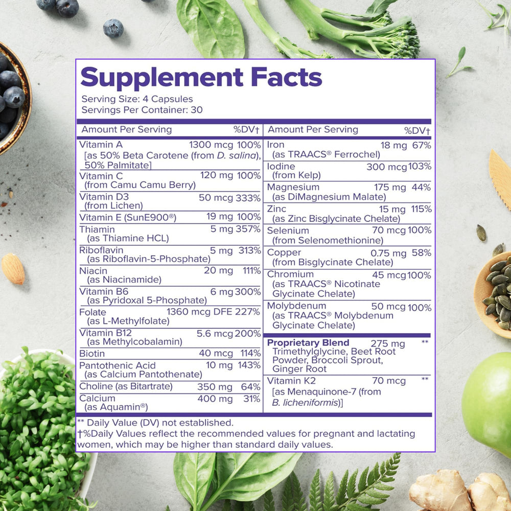 VitaminIQ vegan, allergen-free prenatal formula suitable for gluten, soy, dairy-free needs