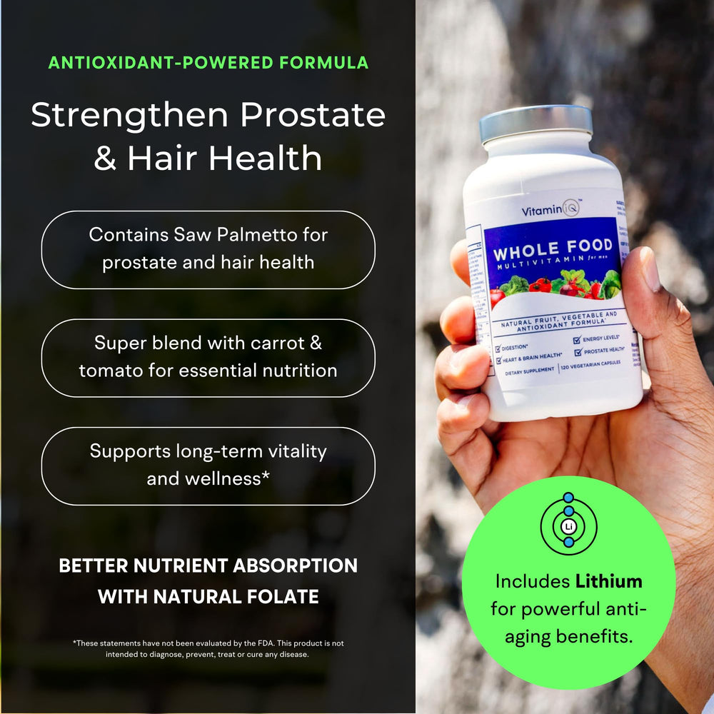 VitaminIQ vitamins panel highlights A, B6, C, D3, and E for nutrition.
