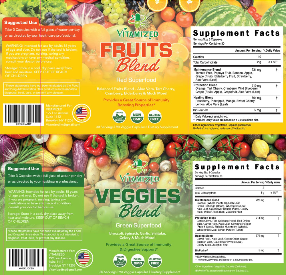 VITAMIZED 38-fruits close-up reveals natural variety and color.