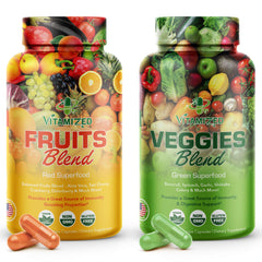 VITAMIZED 38-fruits-vegetables bottle supports daily nutrition.