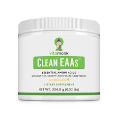VitaMonk Clean EAA lemon bottle with pure amino acids for clean energy