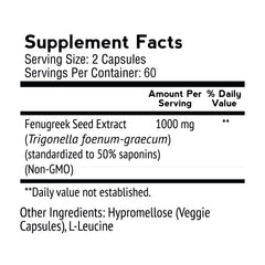 VitaMonk FenuTrax fenugreek seed ingredient label highlighting natural origin.