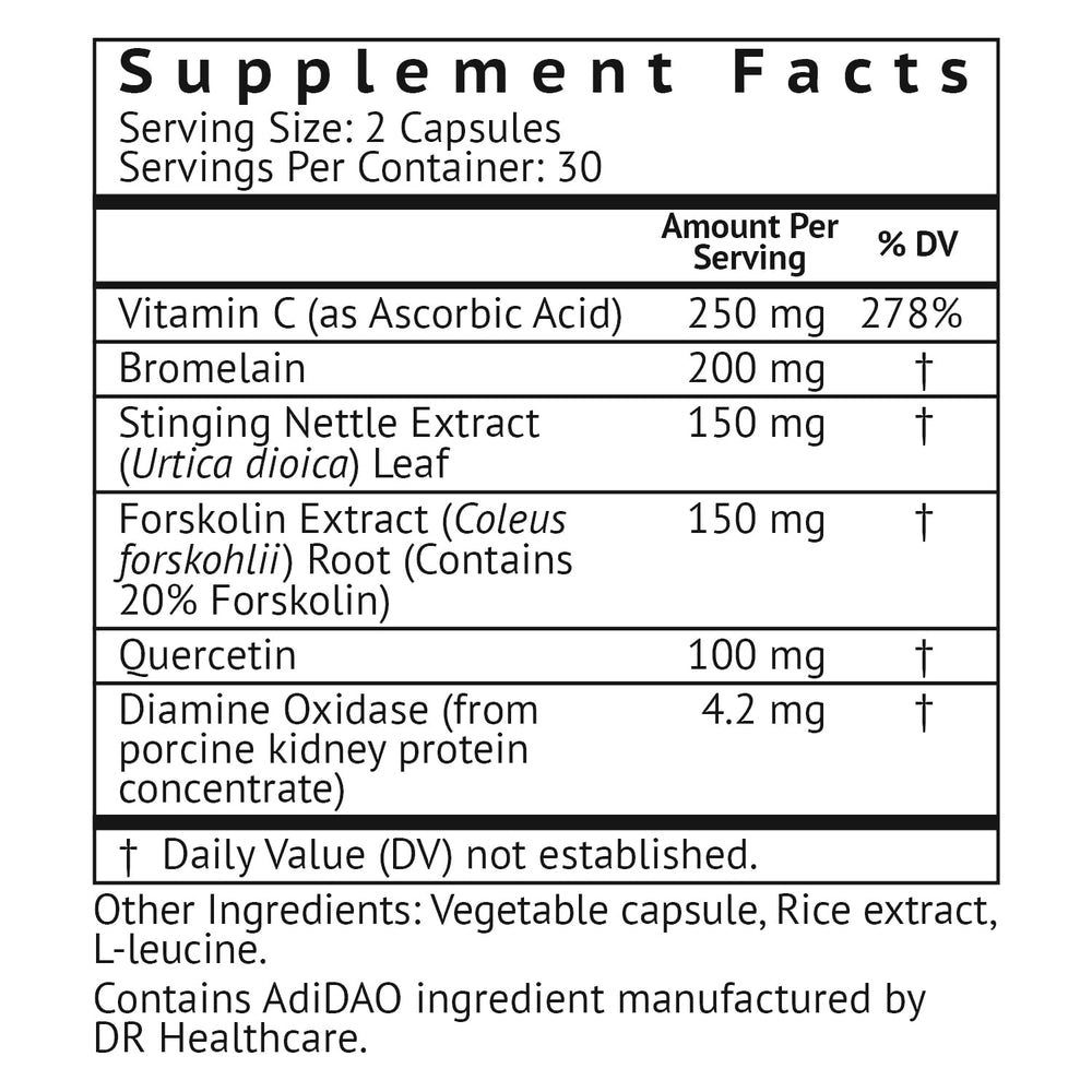 VitaMonk HistaResist capsules close-up showing DAO enzymes that may support histamine balance