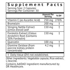 VitaMonk HistaResist capsules close-up showing DAO enzymes that may support histamine balance