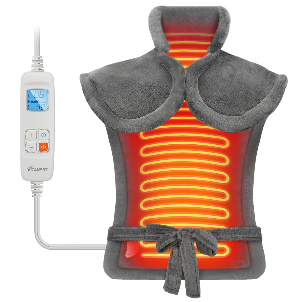 VITANEST full-back heating pad provides comprehensive coverage for neck, shoulders, and back.
