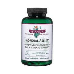 Vitanica Adrenal Assist bottle front showing vegan adrenal support
