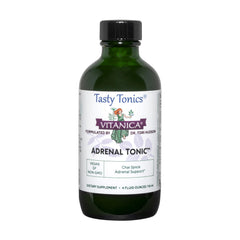 Vitanica Adrenal Tonic bottle displays the herbal formula for daily vitality.