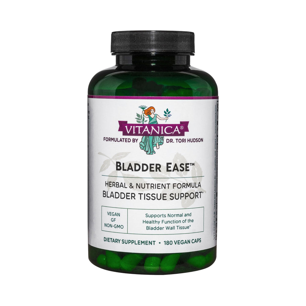 Vitanica Bladder Ease bottle shot for on-the-go bladder tissue support.