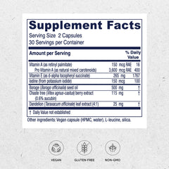 Vitanica Breast Cycle Blend bottle label highlights ingredients and vegan formula for mindful wellness.