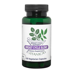 Vitanica Breast Cycle Blend bottle with capsules supports cyclic breast changes.