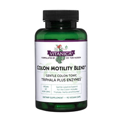 Vitanica Colon Motility Blend bottle supports calm digestion in daily routine.