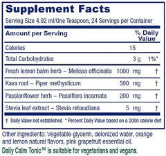 Vitanica Daily Calm Tonic being poured into a glass for easy dosing