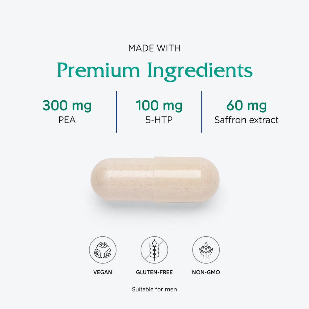 Capsules pictured for easy daily neuromuscular support with the bottle nearby.