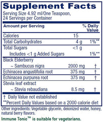 Vitanica Immune Tonic bottle back with ingredients and allergen-free notes