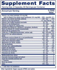 Vitanica Mid-Life Symmetry bottle label, highlighting Vitamin D and calcium for bone health.