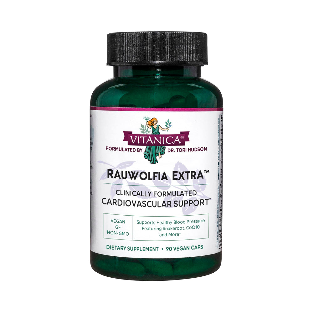Vitanica Rauwolfia Extra bottle front view highlighting heart health support
