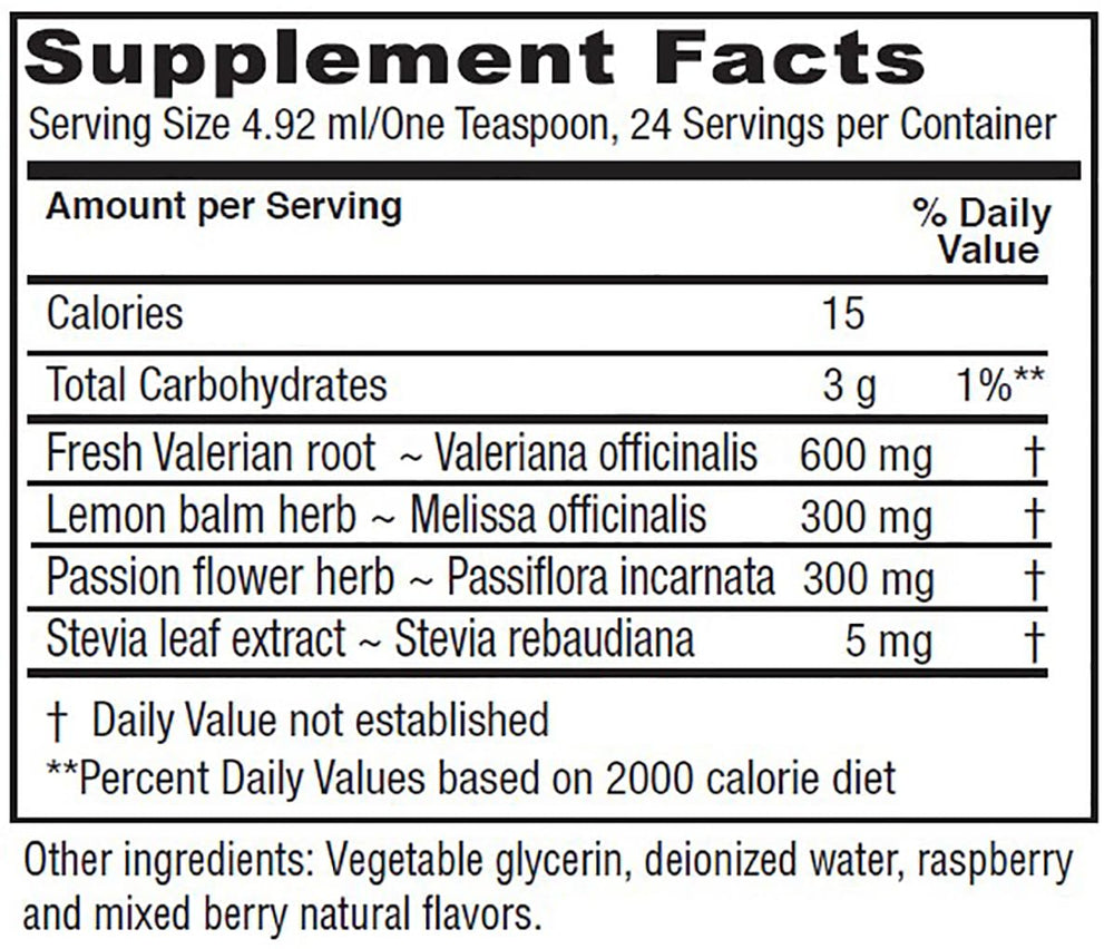 Close-up of Vitanica Sleep Tonic label showing herbal blend