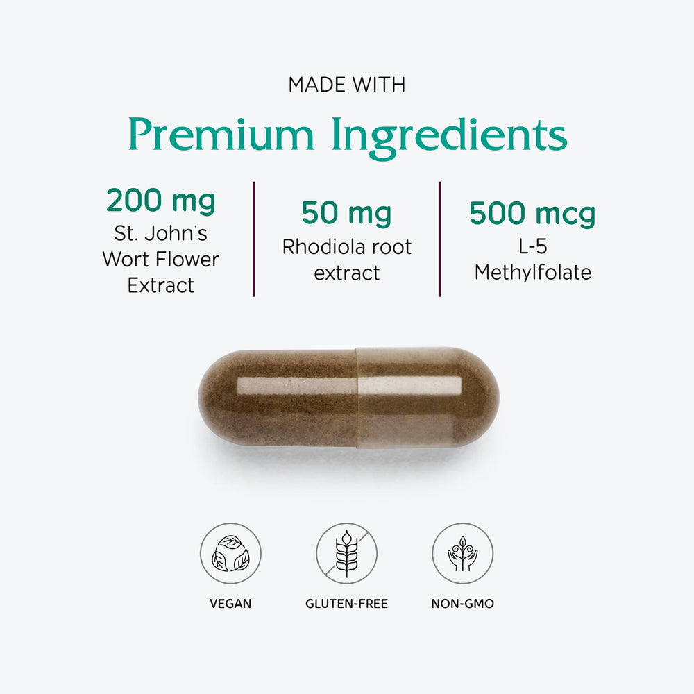 Vitanica Uplift packaging box for a premium vegan mood formula.